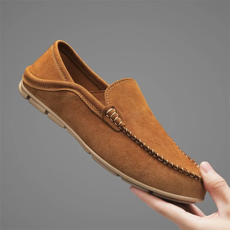 Men'S Shoes Hey Dude - Fashion Suede Leather Men Loafers Breathable