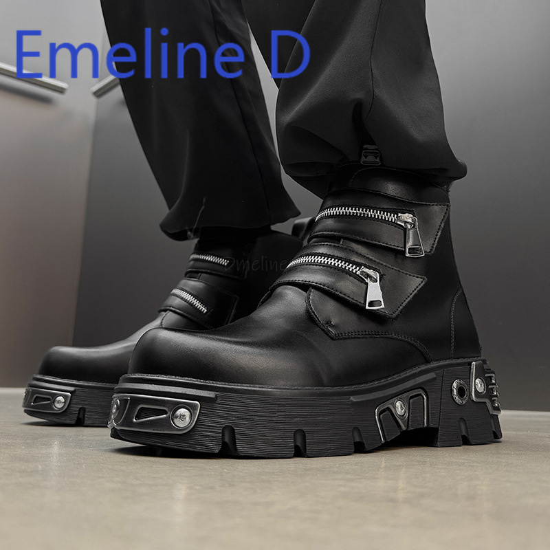 Dark Punk High Top Shoes Fashi - Men'S Shoes With Height Increase 评论和价格